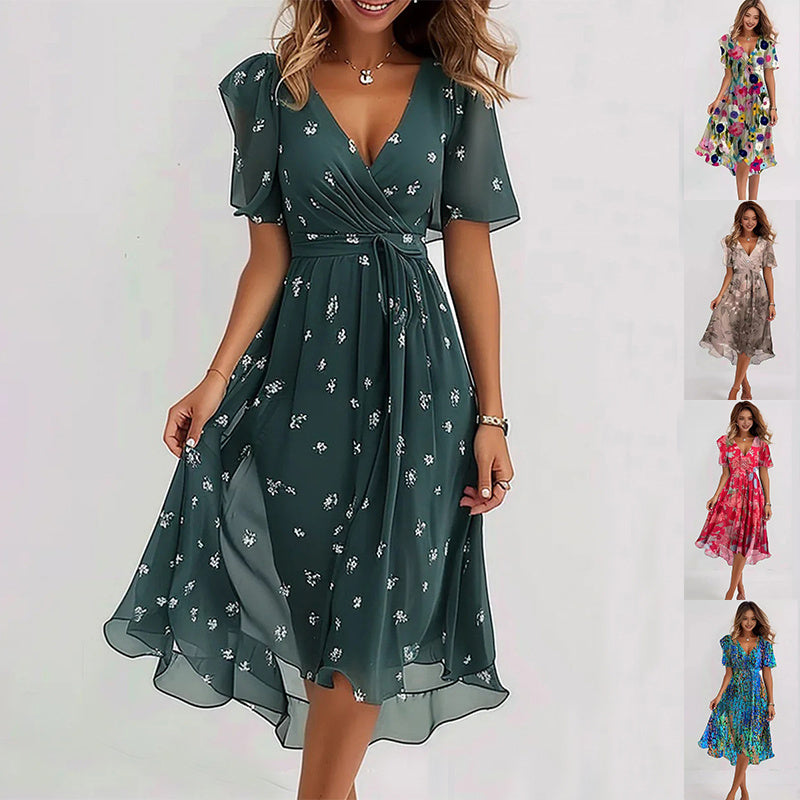 Viera Bloom Artistic Print Midi Dress