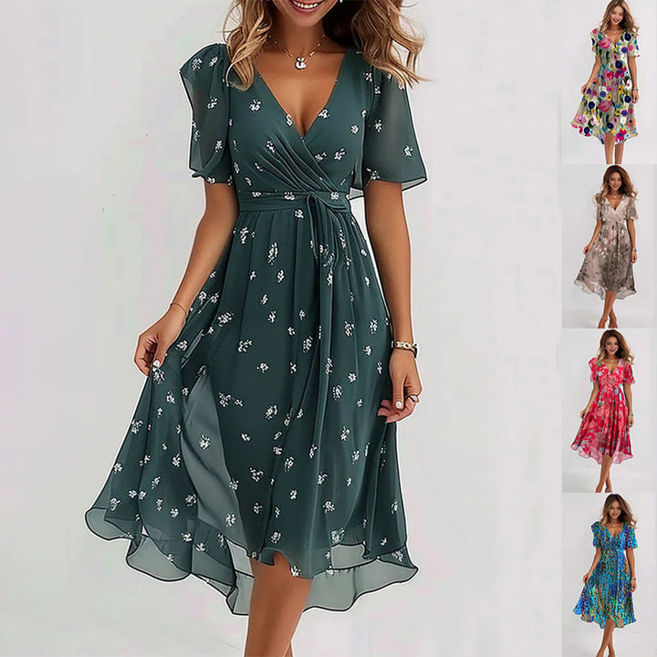 Viera Bloom Artistic Print Midi Dress