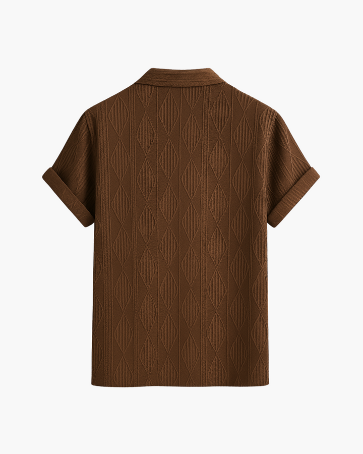Adrian – Geometric Cuban Shirt in Jacquard