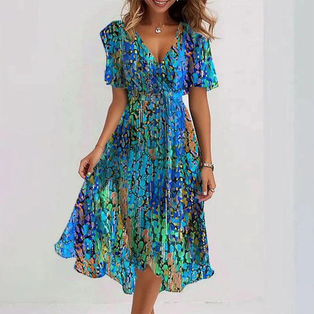 Viera Bloom Artistic Print Midi Dress
