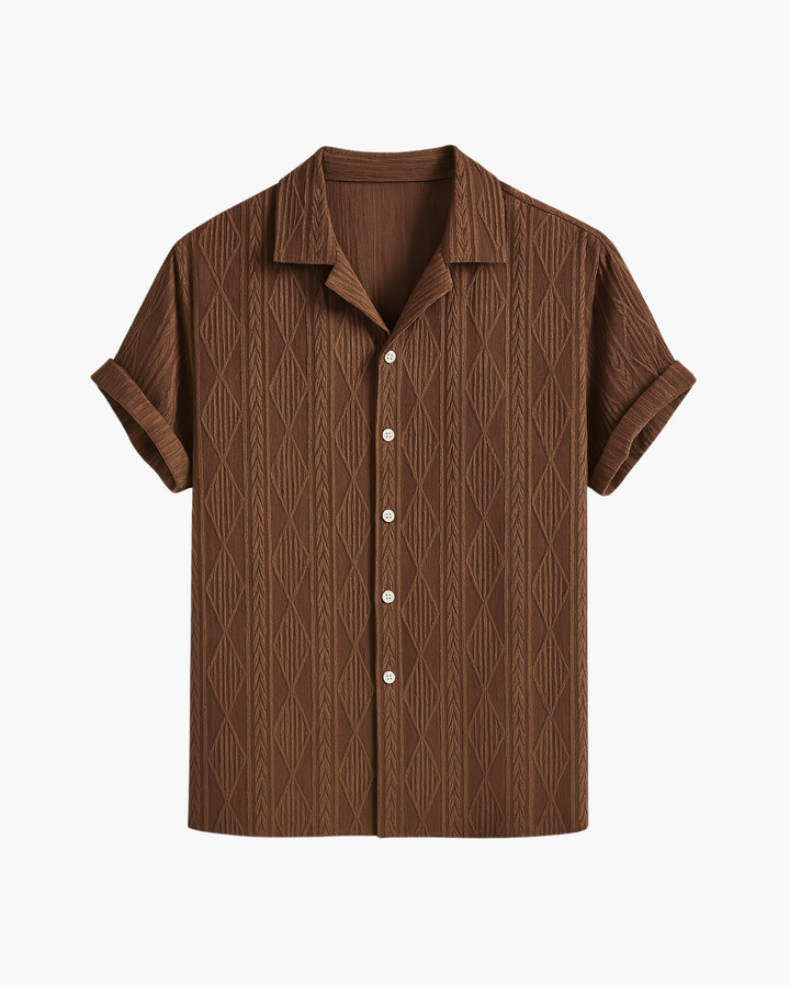 Adrian – Geometric Cuban Shirt in Jacquard