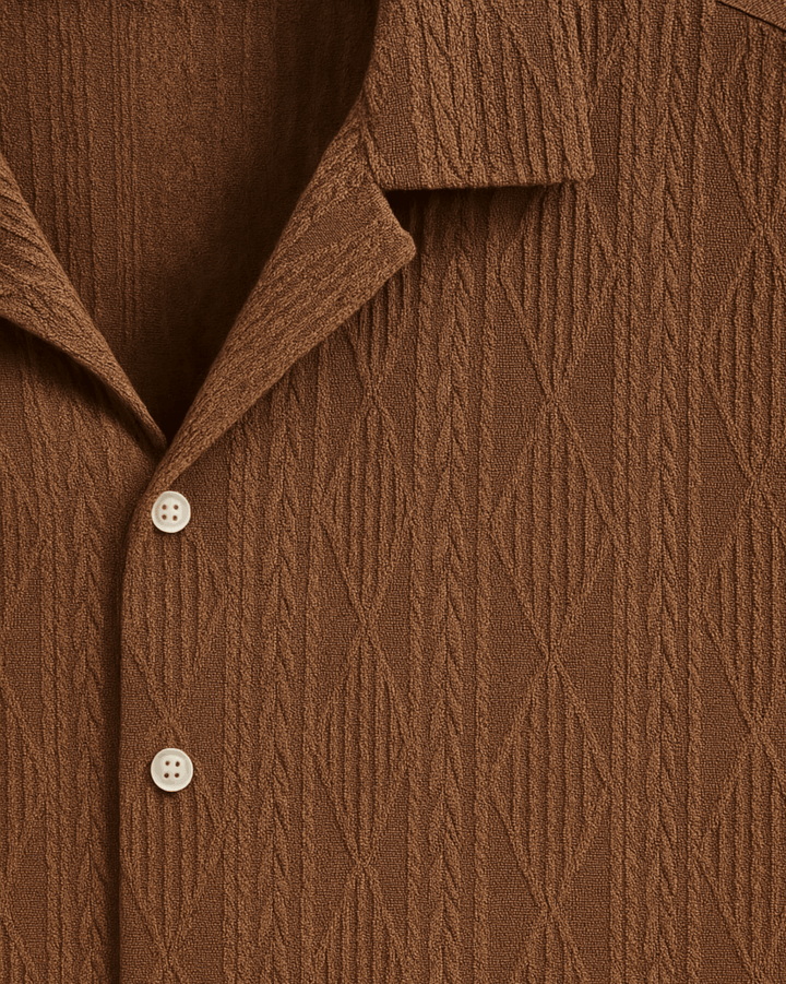 Adrian – Geometric Cuban Shirt in Jacquard