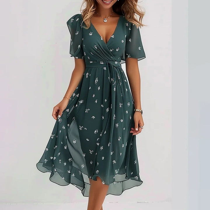 Viera Bloom Artistic Print Midi Dress