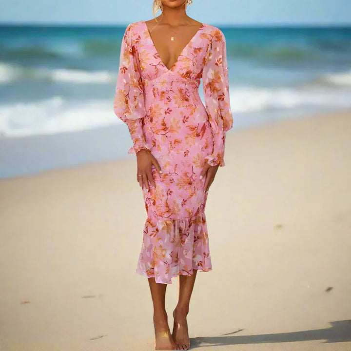 Cathy Mae Romantic Ruffle Midi Dress
