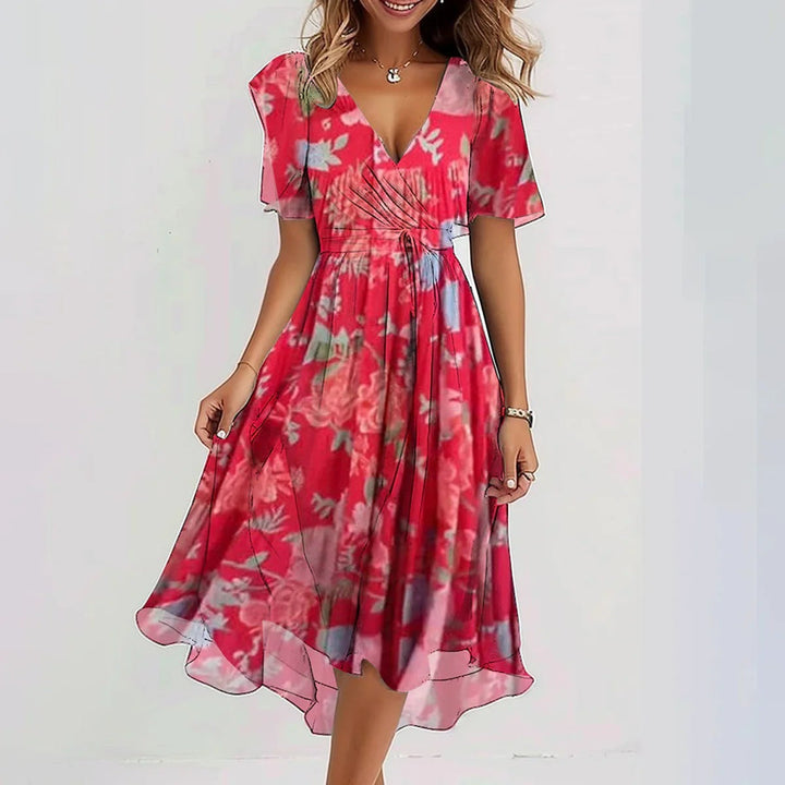 Viera Bloom Artistic Print Midi Dress
