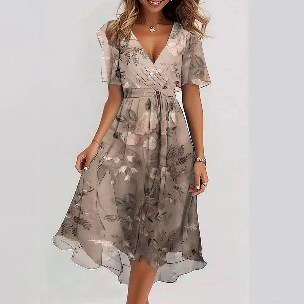 Viera Bloom Artistic Print Midi Dress